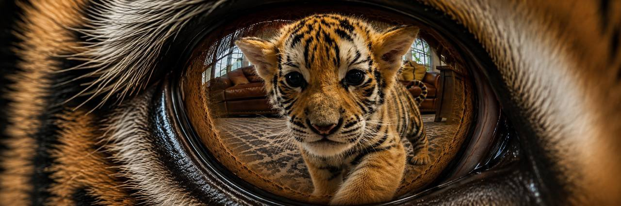 Cash Tiger reflected inside a tiger's eye